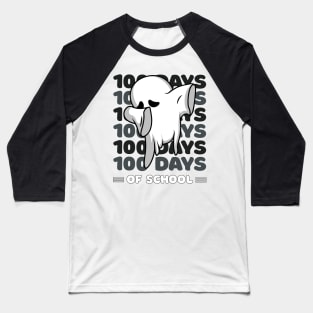 100 Days of school typography featuring a Cute Dabbing ghost #2 Baseball T-Shirt